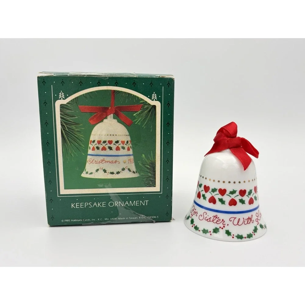 Vintage 1985 Hallmark Keepsake Sister Ceramic Bell Christmas Ornament New In Box